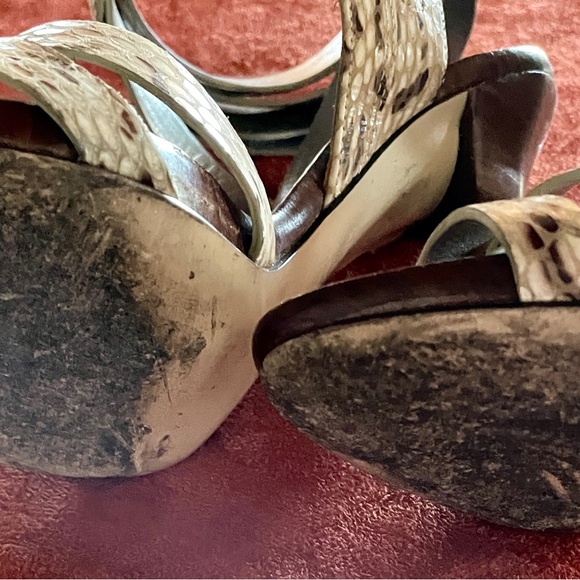 MARCIANO Strappy SNAKESKIN Print LEATHER Sole Sandal HEELS Size 7M - Picture 3 of 10
